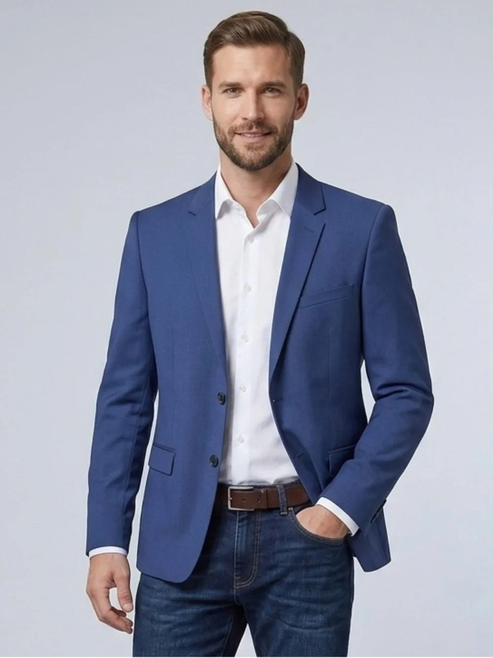NAVY  WOOL SUIT BLAZER - 46